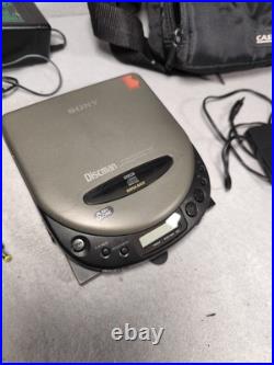 Vintage SONY Discman Personal CD player D-111 Walkman Bundle Green
