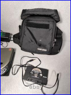 Vintage SONY Discman Personal CD player D-111 Walkman Bundle Green