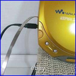 Vintage Sony CD Walkman D-E350 ESP Max CD-R/RW Gold With Headphones Tested