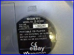 Vintage Sony CD Walkman D-E351 Blue Portable CD Player ESP MAX CD-R/RW