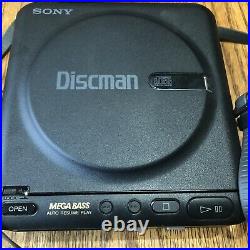 Vintage Sony D-12 Discman Mega Bass Player + Charger + Turbo MDR-A10 MINT LOT