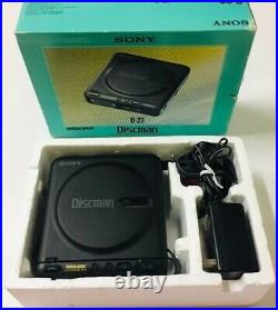 Vintage Sony Discman D-22 Personal Portable Cd Player With Box Accessories