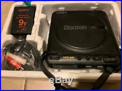 Vintage Sony Discman D-22 Portable CD Player with Box Power Cord Book WORKS