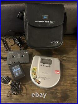 Vintage Sony Discman Portable CD Player withCar Kit and Bag, Super ESP2 (D-E776CK)