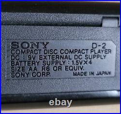 Vintage Sony Discman Walkman D-2 CD Compact Disc Player Black Made In Japan 1988