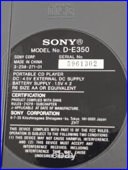 Vtg Sony Walkman ESP Max D-E350 CD-R/RW Blue Portable CD Player Tested Working