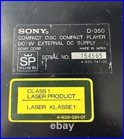 Walkman SONY D-350 Compact Disc Compact Player Out of Service Made in Japan